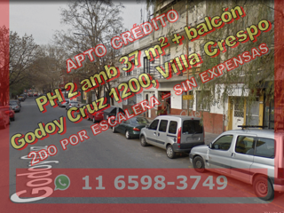 NUEVO PRECIO - PH en Venta en Villa Crespo 2 ambientes 37 m2 + balcón al frente, 2do piso por escalera – Godoy Cruz 1200 foto 1
