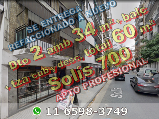 Departamento en Venta en Congreso (Monserrat) 2 ambientes 34m2 + balcón y terrazas cubierta y descubierta total 60m2 - Solis 700 foto 1