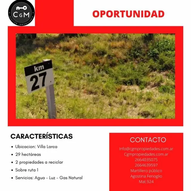 CAMPO 29 HECTAREAS EN VILLA LARCA, SAN LUIS