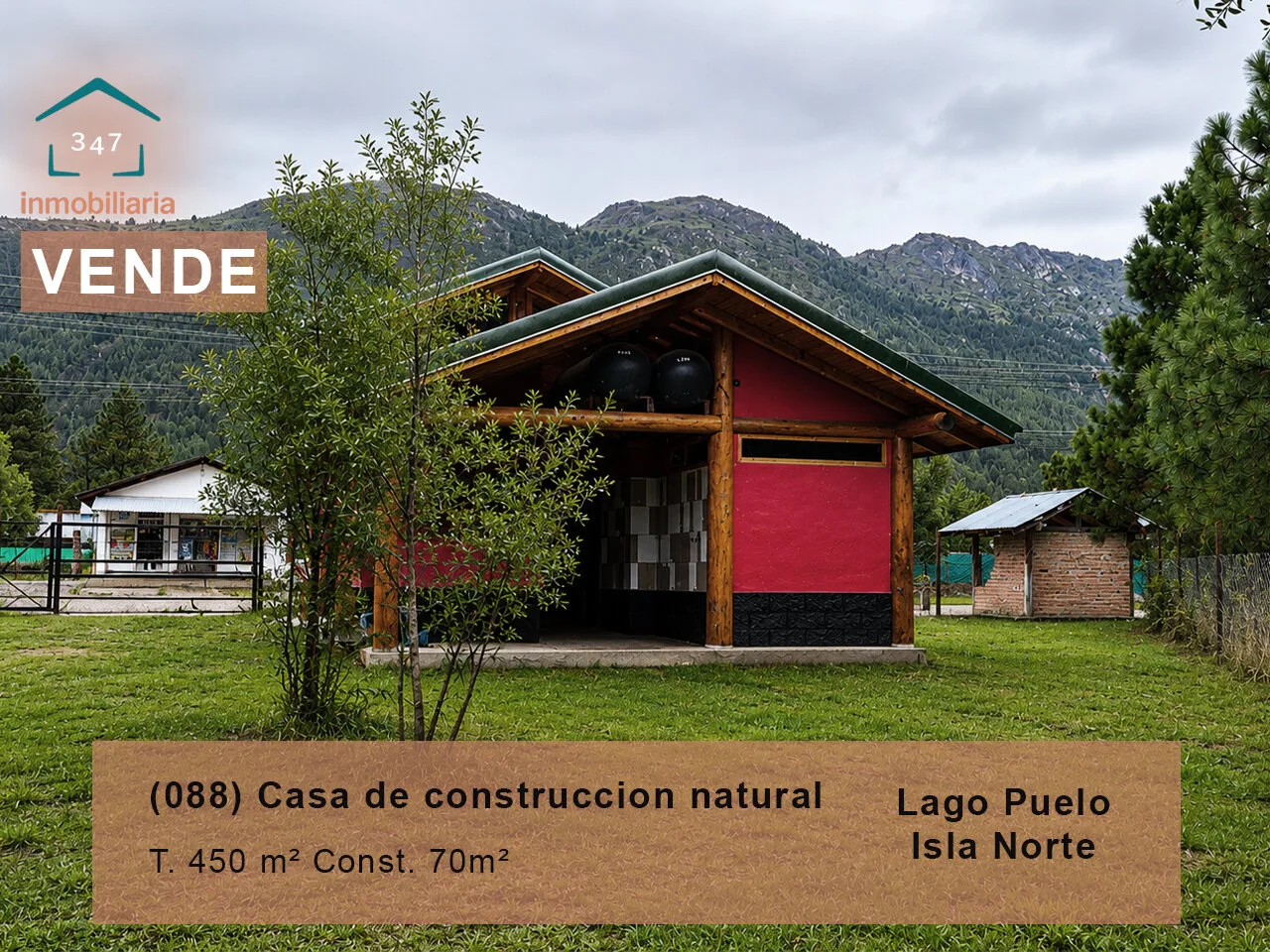 Lago Puelo, Casa de construcción natural en Isla Norte
