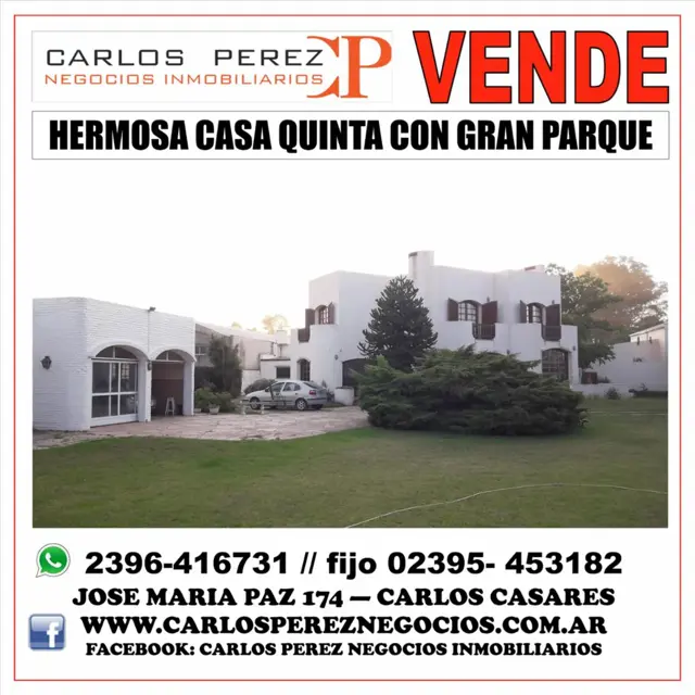 CASA QUINTA EN VENTA, GRAN PARQUE CON PILETA