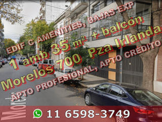 Monoambiente en Venta en Caballito (Plaza Irlanda) 35 m2 + balcón, edificio con amenities, bajas expensas - Morelos 700 foto 1