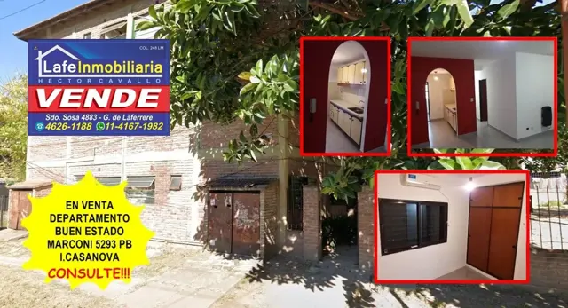 MUY BUEN DEPARTAMENTO EN PLANTA BAJA, SOBRE CALLE MARCONI.