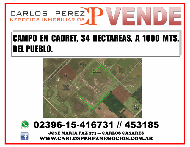VENTA DE CAMO 34 HECTAREAS EN CADRET